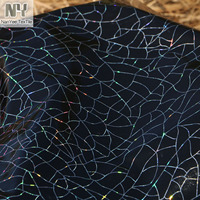 Tissu holographique en toile d'araignée noire imperméable 100% PU Nanyee pour costumes, maillots de bain et chaussures