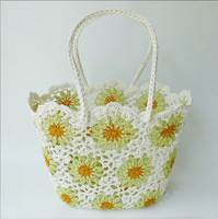 Sac en crochet fait main, polyester et coton, grande capacité, sac fourre-tout, plage, quotidien, décontracté, sac à bandoulière, couleurs personnalisées