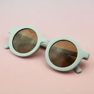 Feirong Mode Kids Zonnebril Zomer Schattig Rond Frame Uv400 Vintage Kleurrijke Custom Logo Zonnebril Voor Jongens En Meisjes