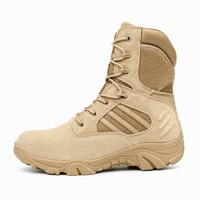 Bottes tactiques pour hommes, hiver, mi-mollet, toile et daim, lacets, fermeture éclair, semelle en caoutchouc, logo imprimé 3D, randonnée en montagne, entraînement en plein air