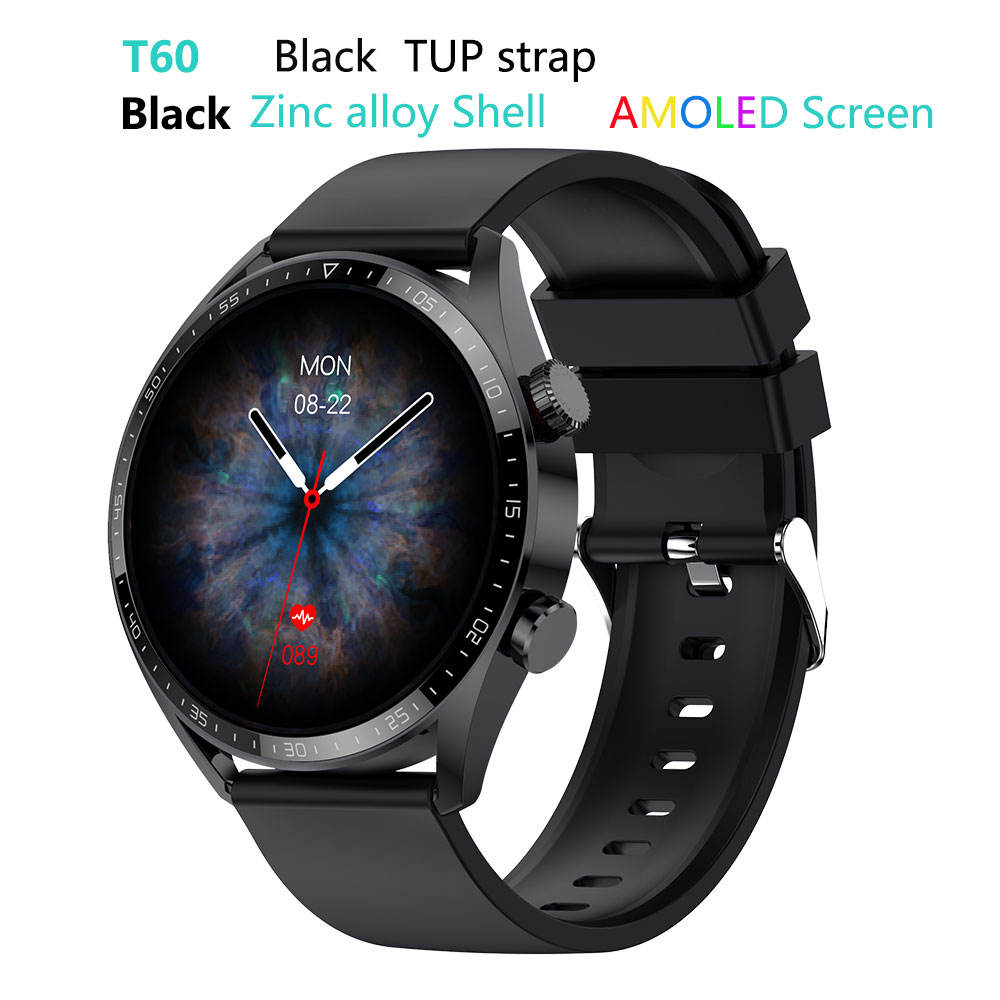 black T60-BT-call-amoled-smart-watch
