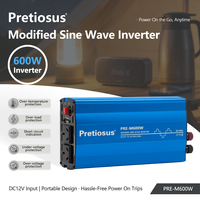 Onduleur Pretiosus de haute qualité 600 W, onduleur à onde sinusoïdale modifiée 12 V 220 V, convertisseur de courant