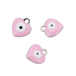 Breloque en émail Aceworks Cœur Œil Maléfique |   Connecteur de pendentif Nazar en acier inoxydable plaqué or 18 carats pour bracelet et collier DIY - Product Image 5