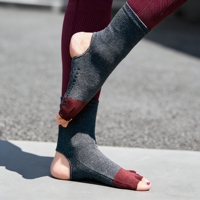 Chaussettes de yoga tricotées antidérapantes à cinq doigts pour femmes, à talon ouvert, respirantes et absorbant la transpiration, pour Pilates