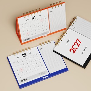 Calendrier de bureau Premium 2027 2028, planificateur mensuel à feuilles mobiles avec section de notes <span class=keywords><strong>d</strong></span>édiée, spirale double en or, <span class=keywords><strong>d</strong></span>écoration de bureau - Product Image 4