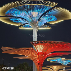 Современная скульптура Vincentaa под заказ, светодиодная скульптура, металлическая скульптура из листьев лотоса, большие наружные скульптуры - Product Image 2