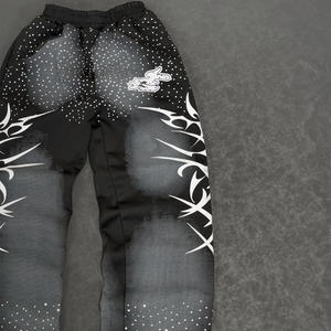 Custom Vintage Lavado ácido Sun Faded Acampanado Pierna ancha Cintura media Hip Hop Pantalones de chándal de gran tamaño Baggy 100% algodón - Product Image 2