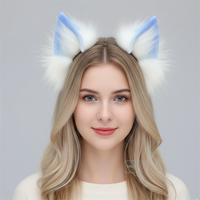 E0089 Accessoire pour cheveux d'oreilles d'animaux en peluche de style japonais fait à la main Bandeau réaliste coloré pour oreilles de chat, renard et loup Accessoire de cosplay