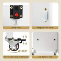Mesa de Costura Plegable Multiusos OEM/ODM Personalizada que Ahorra Espacio con Ruedas Bloqueables, Estantes de Almacenamiento y Estación de Carga