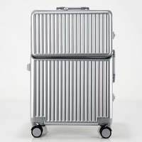 Terlaris bisnis kapasitas besar Carry-On koper bingkai aluminium Trolley Case depan buka Universal untuk pria wanita