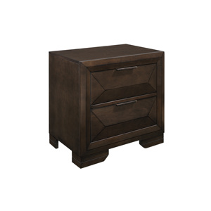 Comodino Contemporaneo a 2 Cassetti con Finitura Espresso Caldo e Pannello Frontale Rialzato, Arredamento per Camera da Letto - Product Image 2