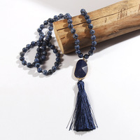 Collier long à pampilles en perles de pierre œil de tigre naturelle fait main pour femme, idéal pour le quotidien, les tenues décontractées et le bureau