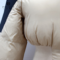 Femmes léger à manches longues col montant fermeture éclair recadrée bouffant matelassé Baseball veste manteau Baggy court chaud doudounes