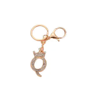 Fashion diamond inset Crown Arabic digital key ring Exquisite women's bag key pendant key ring pendant