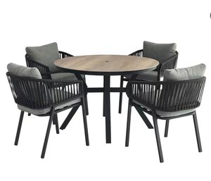 आउटडोर गार्डन पैटियो 4 सीटर टेबल और कुर्सियों की बिक्री 5 पीसी गोल डाइनिंग टेबल सेट के साथ 5 पीसी गोल डाइनिंग टेबल सेट - Product Image 3