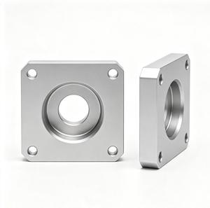 CNC Machined Aluminum Square Flange Mounting <b>Bracket</b> with Central Hole and Four <b>Corner</b> Holes CNC Machining Customization Service - Product Image 1