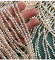 Chaîne de perles d'eau douce naturelles blanches en forme de pomme de terre, qualité AA, 3-3,5 mm, pour la fabrication de bijoux, longueur de chaîne 38-39 cm, 110 perles par chaîne
