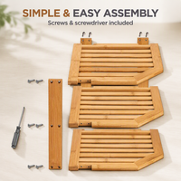 Étagère d'angle 3 niveaux en bambou pour cuisine, meuble de rangement gain de place pour bols, assiettes et ustensiles