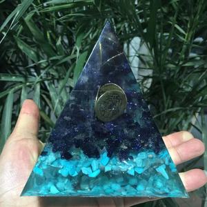 Seven Chakra <strong>Orgonite</strong> <strong>Pyramids</strong> Orgone <strong>Pyramids</strong> Wholesale Spiritual Orgone Products Blue Turquoise Gravels Pyraimd for Reiki - Product Image 3