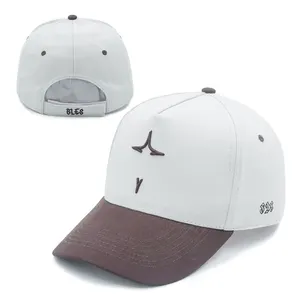 قبعة بيسبول رجالية ذات لونين مغطاة بقماش عالي الجودة ومخصصة ومزخرفة بشكل فاخر ثلاثي الأبعاد قبعة رياضية