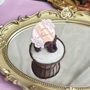 Acrylic Happy Birthday Anniversary <b>Cake</b> Toppers With Floral Design For Cupcake <b>Decorations</b> Party <b>Supplies</b> - Product Image 4