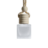 Flacon en verre dépoli transparent de 10 ml, nouveau diffuseur de parfum de voiture vide avec bouchon à vis, design simple et cordelette de suspension