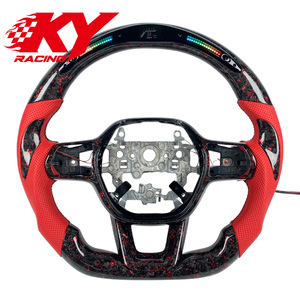 Volant en fibre de carbone forgée rouge personnalisé avec LED RPM pour Honda Civic 11e génération, Accord 10e génération, Acura Integra Type S, CRV - Product Image 1