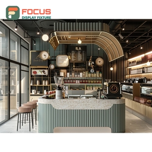 ชั้นวางสินค้ากาแฟขนาดใหญ่ สีวอลนัทดำ สำหรับแสดงสินค้าแบรนด์ดัง บริเวณร้านเบเกอรี่ คาเฟ่ - Product Image 2