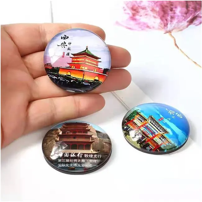 sublimation blank square crystal clear 3d glass dome souvenir fridge magnets