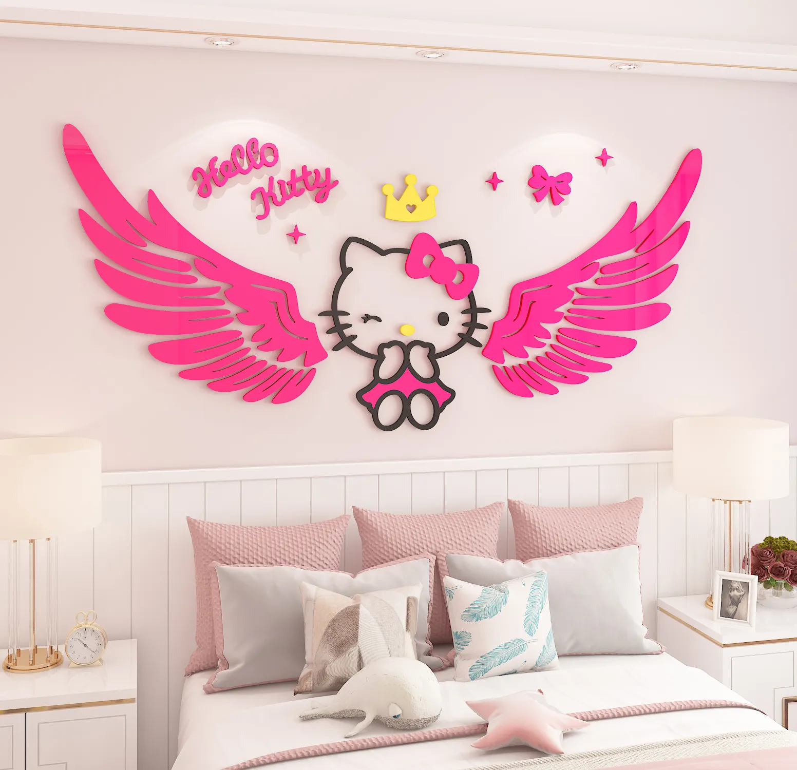 Acrylic Hello Kitty cartoon sticker is suitable for wall decoration of children's room, baby bedroom and game room