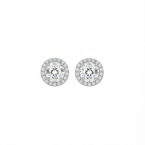Pendientes de Oro Blanco E2501 con Diamantes Redondos de Corte Brillante en Engaste de Garra, Joyería Fina Clásica para Mujer - Product Image 1