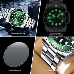 Montre à quartz pour homme Binbond 2026 avec logo personnalisé, en acier inoxydable, étanche 30M, cadran vert lumineux, boîtier 42mm - Product Image 4