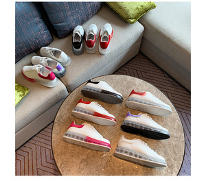 Chaussures de sport de luxe au design tendance, semelle épaisse transparente, chaussures de marche à coussin d'air rehaussant la taille, style estival - Product Image 1