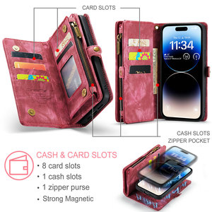 Funda de teléfono CaseMe <span class=keywords><strong>Splid</strong></span> Wallet para iPhone 14 Pro Max desmontable Muti-Cards funda trasera de cuero magnético para iPhone 16E 15 14 13 - Product Image 2
