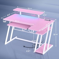 Bureau de jeu personnalisé Mesas De Gamers, poste de travail, table de jeu RVB rose
