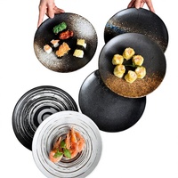 Assiette de dîner en porcelaine de style japonais, rétro, de luxe léger, compatible micro-ondes et four, pour pâtes, plats occidentaux et steaks, du fabricant d'origine.