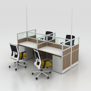 4 Person Office <strong>Table</strong> with <strong>Partition</strong> Design Staff Cubicle Workstation - Product Image 1