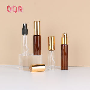 Bouteille en verre d'huile essentielle transparente ambrée épaisse et haute de 30 ml, bouteilles de parfum en verre avec bouchon pulvérisateur noir doré, personnalisable - Product Image 5
