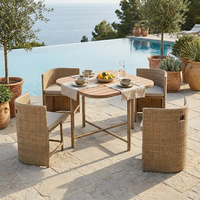 Modernes 4-Sitzer Stahlrahmen PE-Rattan Nesting Essgruppen-Set Platzsparende Outdoor-Essmöbel für Kompakte Balkone & Gärten