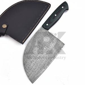 Cuchillo de Chef de Acero de Damasco de Alta Calidad Personalizado al por Mayor, Mango de Micarta G10, 60 HRC, Resistente para Cortar y Picar Carne - Product Image 1