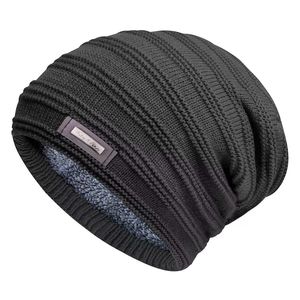 Bonnet en laine tricoté épais doublé polaire pour homme, style coréen, avec lettres, idéal pour le ski et les sports de plein air, collection automne-hiver - Product Image 1