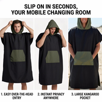 Microfiber Suede Quick-Dry Hooded Surf Poncho for Adults Summer Customizable Plain Style Beach Towel