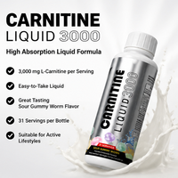 Complément Liquide OEM de L-Carnitine, Acétyl L-Carnitine Tartrate, Formes Pré-Entraînement, Énergie et Soutien Musculaire, Saveur Gommeuse Aigre Goût Ver