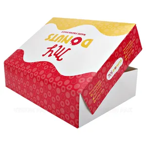 Custom Design Folded Foldable Donut Box Food Grade Disposable Donut Packaging Paper Box Takeaway Waffle Boxes