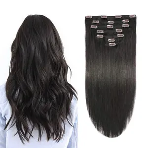 Thẳng Trinh Nữ Nga 18 Inch 7 Cái 16Clips 120 Gam Clip Trong Remy Phần Mở Rộng Tóc Con Người Cho Người Phụ Nữ Clip Ins Phần Mở Rộng Tóc Con Người