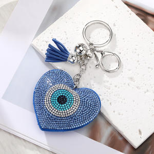 Porte-bonheur breloque strass mauvais œil porte-clés Bling coeur sac breloques Protection porte-clés mauvais œil porte-clés - Product Image 5