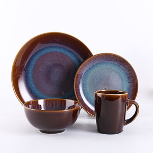 Ensemble de dîner écologique à 2 niveaux grès glaçure réactive nord de la Chine fabriqué assiette bol tasses OEM couleurs pour les fêtes - Product Image 6