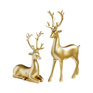 高級ワンピース樹脂鹿像彫刻家の装飾クリスマスフィギュアセットリビングルーム用 - Product Image 4