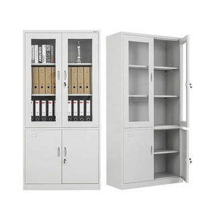 Armoire de <span class=keywords><strong>rangement</strong></span> en acier pour meubles de <span class=keywords><strong>bureau</strong></span>, porte en verre, armoire de classement en métal - Product Image 1