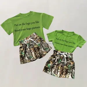 Conjunto de roupas infantis para meninas, camisa 100% algodão pura com estampa de folhas, produto de venda quente RD OEM 2024